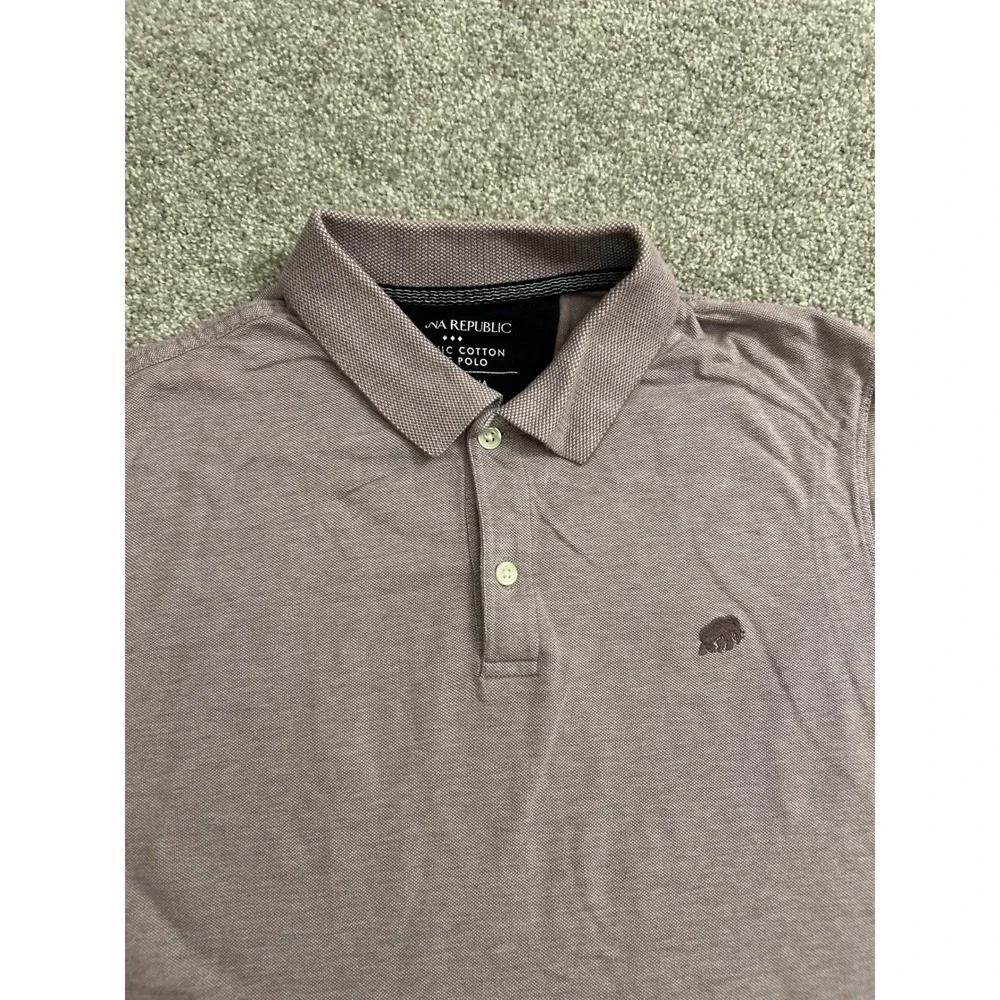 Banana Republic Polo Shirt Mens Medium Mauve Excellent Organic Cotton Pique Logo